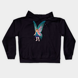 Fairy with Aqua and Pink Wings Kids Hoodie